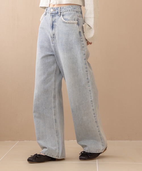 REMOON(リムーン)の「レース付きデニムパンツ(デニムパンツ・レディース・ブラウン/ライトブルー・MEDIUM/SMALL)」の5枚目の写真