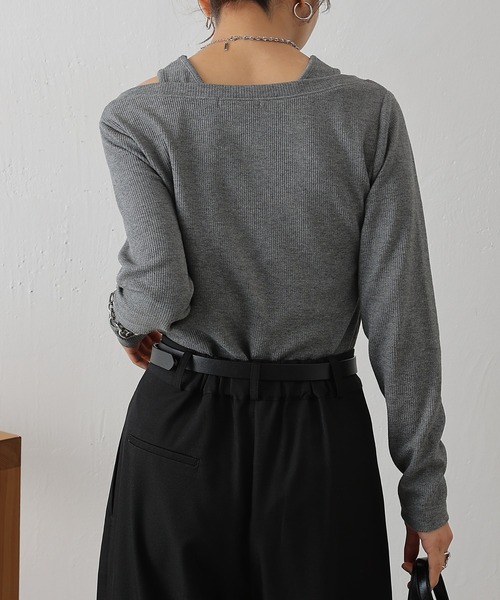 COLONY 2139（コロニートゥーワンスリーナイン）の「テレコレイヤードヘンリーネックプルオーバー（Tシャツ/カットソー・レディース・ブラック/グレー/チャコールグレー・FREE）」の14枚目の写真