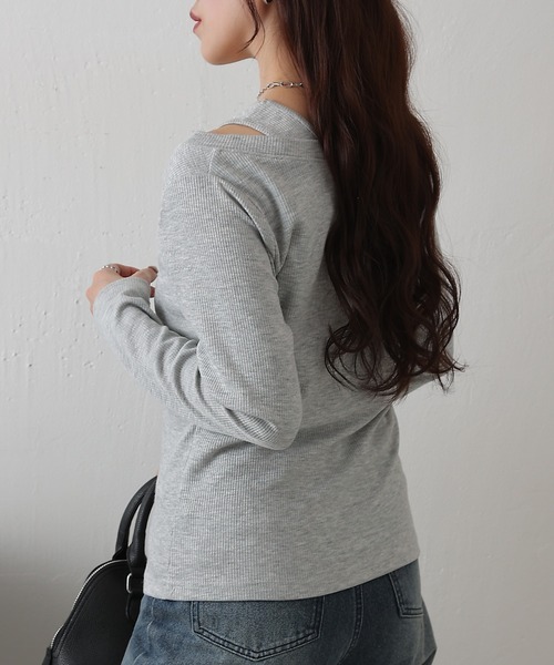 COLONY 2139（コロニートゥーワンスリーナイン）の「テレコレイヤードヘンリーネックプルオーバー（Tシャツ/カットソー・レディース・ブラック/グレー/チャコールグレー・FREE）」の21枚目の写真