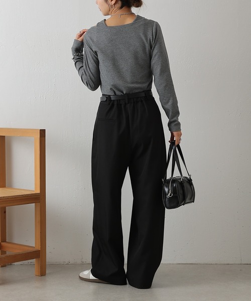 COLONY 2139（コロニートゥーワンスリーナイン）の「テレコレイヤードヘンリーネックプルオーバー（Tシャツ/カットソー・レディース・ブラック/グレー/チャコールグレー・FREE）」の18枚目の写真