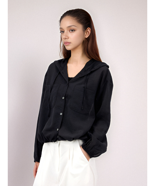 ACUD（アクド）の「Light Hoodie Shirt _Black（シャツ/ブラウス・レディース・ブラック・FREE）」の2枚目の写真