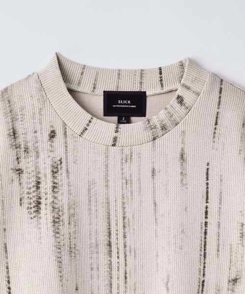 SLICK（スリック）の「【SLICK/スリック】Abstract Printed Quarter Gauge Pullover /アブストラクトプリントプルオーバー（Tシャツ/カットソー・メンズ・ブラック/アイボリー・3/2/1）」の13枚目の写真
