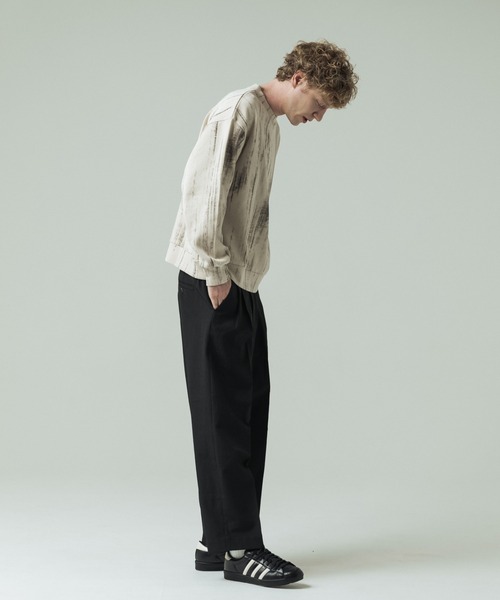 SLICK（スリック）の「【SLICK/スリック】Abstract Printed Quarter Gauge Pullover /アブストラクトプリントプルオーバー（Tシャツ/カットソー・メンズ・ブラック/アイボリー・3/2/1）」の6枚目の写真