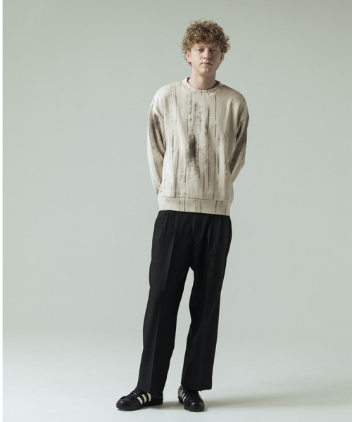 SLICK（スリック）の「【SLICK/スリック】Abstract Printed Quarter Gauge Pullover /アブストラクトプリントプルオーバー（Tシャツ/カットソー・メンズ・ブラック/アイボリー・3/2/1）」の7枚目の写真