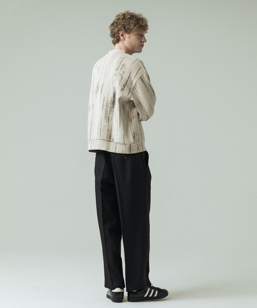 SLICK（スリック）の「【SLICK/スリック】Abstract Printed Quarter Gauge Pullover /アブストラクトプリントプルオーバー（Tシャツ/カットソー・メンズ・ブラック/アイボリー・3/2/1）」の9枚目の写真