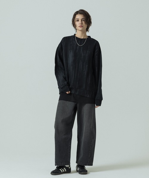 SLICK（スリック）の「【SLICK/スリック】Abstract Printed Quarter Gauge Pullover /アブストラクトプリントプルオーバー（Tシャツ/カットソー・メンズ・ブラック/アイボリー・3/2/1）」の20枚目の写真