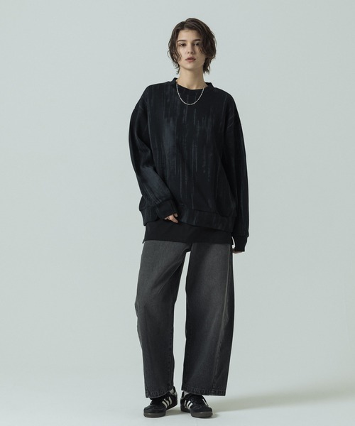 SLICK（スリック）の「【SLICK/スリック】Abstract Printed Quarter Gauge Pullover /アブストラクトプリントプルオーバー（Tシャツ/カットソー・メンズ・ブラック/アイボリー・3/2/1）」の22枚目の写真