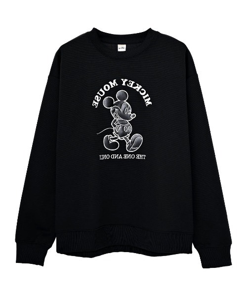 Disney（ディズニー）の「『DISNEY/ディズニー』クルーネック MICKEY 長袖SWTシャツ（Tシャツ/カットソー・レディース・ブラック/オートミール・LL/L/M）」の9枚目の写真