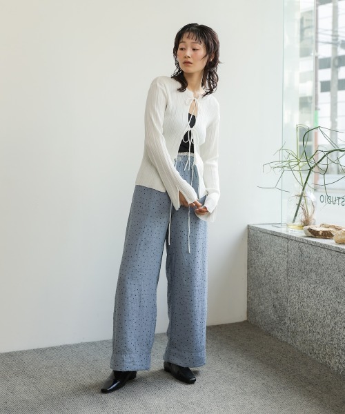 Bab(バブ)の「【エアコン対策にもおすすめ◎】前後2WAYリボン付ニットカーディガン(カーディガン/ボレロ・レディース・グリーン/アイボリー/チャコールグレー・FREE)」の5枚目の写真