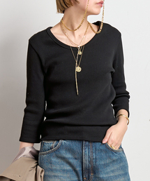 AP STUDIO | リブUネックプルオーバー(Tシャツ/カットソー)