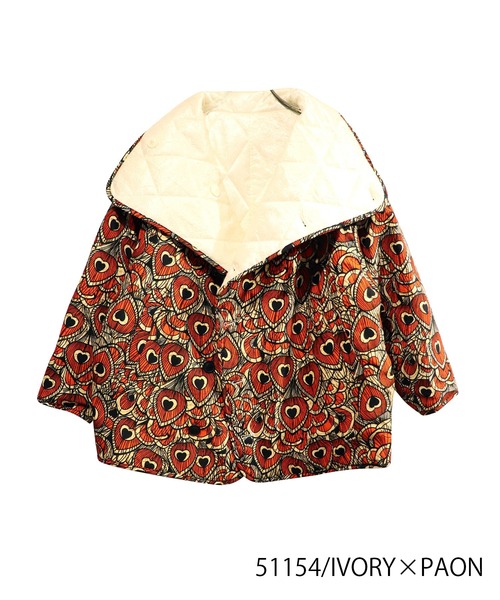 moyan ecri(モヤン エクリ)の「<moyan ecri>無地×総柄リバーシブルブルゾンSuper hight neck reversible blouson(ブルゾン・レディース・アイボリー/ブラック系その他・FREE)」の5枚目の写真