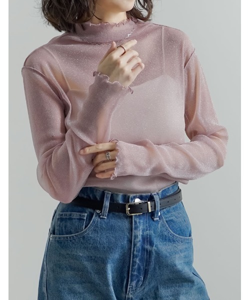 8/20まで出品！meer ボトルネックトップス【期間限定出品】 セール】ラメチュールボトルネックシアートップス（Tシャツ/カットソー