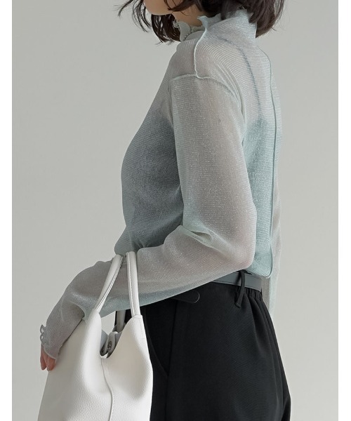 8/20まで出品！meer ボトルネックトップス【期間限定出品】 セール】ラメチュールボトルネックシアートップス（Tシャツ/カットソー