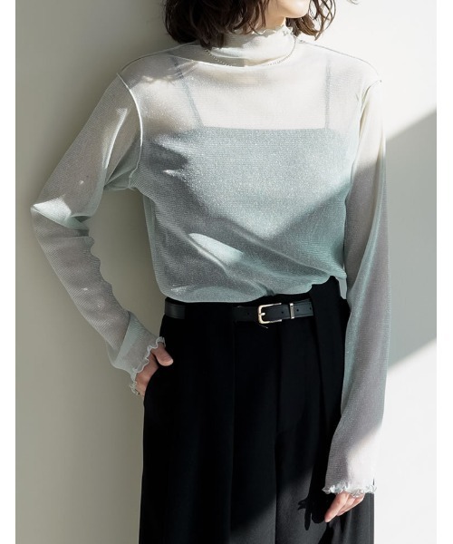 8/20まで出品！meer ボトルネックトップス【期間限定出品】 セール】ラメチュールボトルネックシアートップス（Tシャツ/カットソー