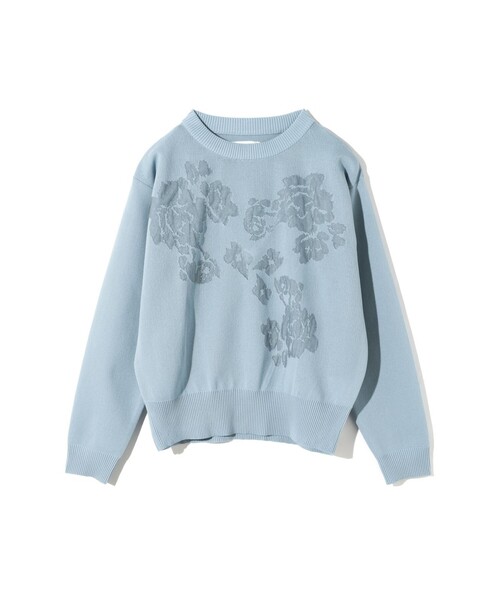MIDIUMISOLID(ミディウミソリッド)の「MIDIUMISOLID for Ladies フラワージャカードプルオーバー(ニット/セーター・レディース・ライトブルー/ブラック・FREE)」の4枚目の写真