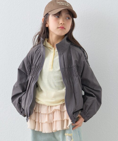 CIAOPANIC TYPY（チャオパニックティピー）の「【KIDS】《ジュニアサイズあり》シャーリングフリルギャザーマンパ（ブルゾン・キッズ・チャコールグレー/サックスブルー/オフホワイト・110/150/130）」の11枚目の写真