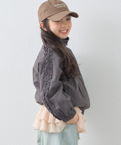 CIAOPANIC TYPY（チャオパニックティピー）の「【KIDS】《ジュニアサイズあり》シャーリングフリルギャザーマンパ（ブルゾン・キッズ・チャコールグレー/サックスブルー/オフホワイト・110/150/130）」の12枚目の写真