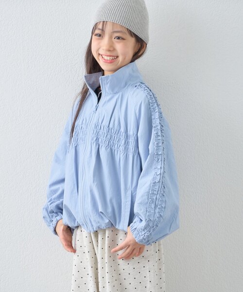 CIAOPANIC TYPY（チャオパニックティピー）の「【KIDS】《ジュニアサイズあり》シャーリングフリルギャザーマンパ（ブルゾン・キッズ・チャコールグレー/サックスブルー/オフホワイト・110/150/130）」の19枚目の写真