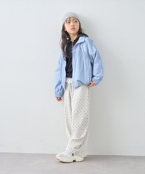 CIAOPANIC TYPY（チャオパニックティピー）の「【KIDS】《ジュニアサイズあり》シャーリングフリルギャザーマンパ（ブルゾン・キッズ・チャコールグレー/サックスブルー/オフホワイト・110/150/130）」の21枚目の写真