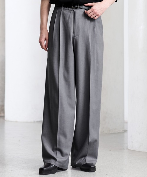 CLEL】Summer Wool Blend Semi-wide Tuck Slacks / サマーウール