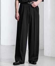 CLEL（クレイル）の「【CLEL】Summer Wool Blend Semi-wide Tuck Slacks / サマーウールブレンド セミワイドタックスラックス【セットアップ対応】（スラックス）」