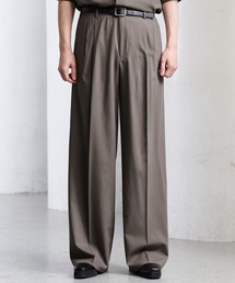 CLEL（クレイル）の「【CLEL】Summer Wool Blend Semi-wide Tuck Slacks / サマーウールブレンド セミワイドタックスラックス【セットアップ対応】（スラックス）」