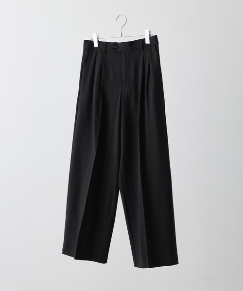 CLEL(クレイル)の「【CLEL】Summer Wool Blend Semi-wide Tuck Slacks / サマーウールブレンド セミワイドタックスラックス【セットアップ対応】(スラックス・メンズ・ブラック/グレー/モカ・M/S/L/XS)」の4枚目の写真