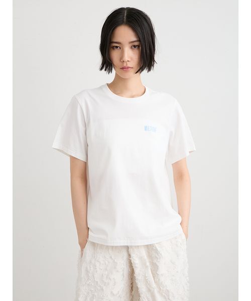 MIESROHE(ミースロエ)の「バックプリントロゴTシャツ(Tシャツ/カットソー・レディース・グレー/ベージュ/ホワイト・F)」の1枚目の写真