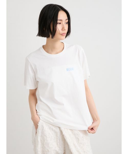 MIESROHE(ミースロエ)の「バックプリントロゴTシャツ(Tシャツ/カットソー・レディース・グレー/ベージュ/ホワイト・F)」の12枚目の写真
