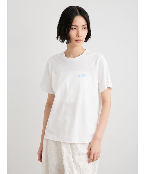 MIESROHE(ミースロエ)の「バックプリントロゴTシャツ(Tシャツ/カットソー・レディース・グレー/ベージュ/ホワイト・F)」の13枚目の写真
