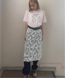 Jelly moo（ジェリームー）の「【 Jelly moo / ジェリームー 】 オーバーレース レイヤー キャミワンピース（ワンピース）」