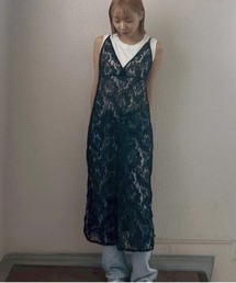 Jelly moo（ジェリームー）の「【 Jelly moo / ジェリームー 】 オーバーレース レイヤー キャミワンピース（ワンピース）」