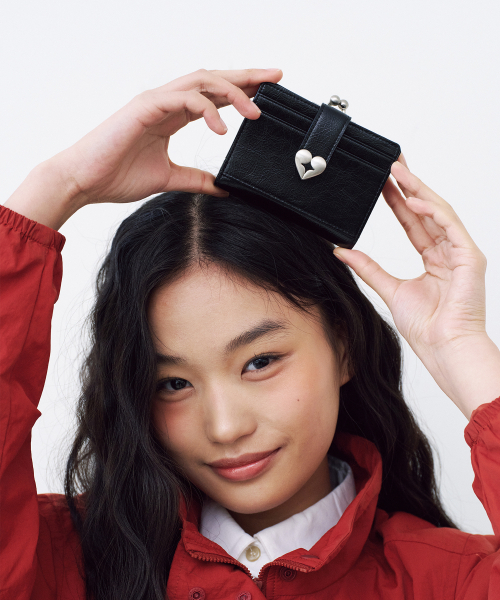 CRINKLE HEARTY FRAME BRIDGE WALLET - BLACK（財布）｜FENNEC