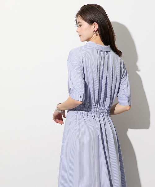 slattgir(スラットジール)の「高身長 ストライプジャガードスキッパーシャツワンピース(トールサイズ)(ワンピース・レディース・ブルー系/ネイビー系・TLL/TL/T5L/T4L/T3L/TM)」の6枚目の写真