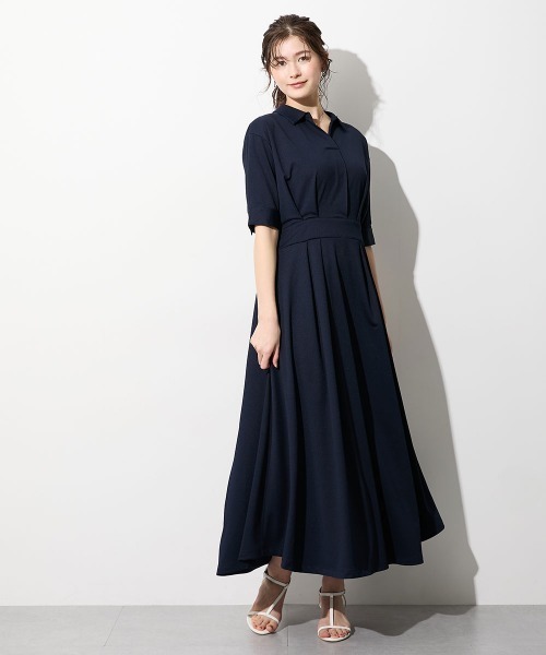 slattgir(スラットジール)の「高身長 ストライプジャガードスキッパーシャツワンピース(トールサイズ)(ワンピース・レディース・ブルー系/ネイビー系・TLL/TL/T5L/T4L/T3L/TM)」の8枚目の写真