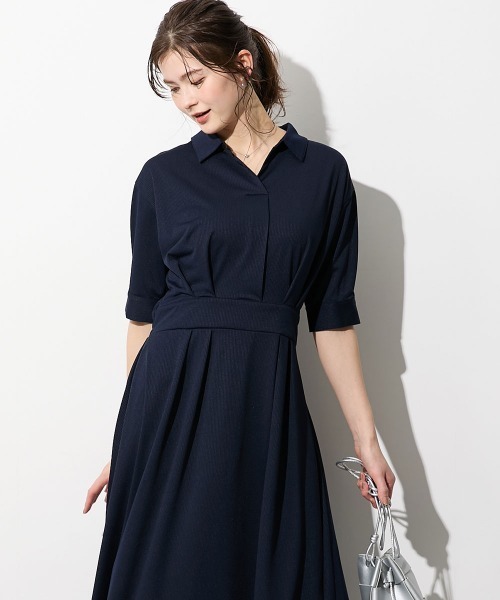 slattgir(スラットジール)の「高身長 ストライプジャガードスキッパーシャツワンピース(トールサイズ)(ワンピース・レディース・ブルー系/ネイビー系・TLL/TL/T5L/T4L/T3L/TM)」の9枚目の写真