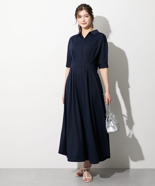 slattgir(スラットジール)の「高身長 ストライプジャガードスキッパーシャツワンピース(トールサイズ)(ワンピース・レディース・ブルー系/ネイビー系・TLL/TL/T5L/T4L/T3L/TM)」の10枚目の写真