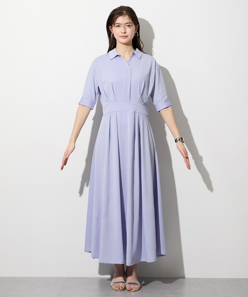 slattgir(スラットジール)の「高身長 ストライプジャガードスキッパーシャツワンピース(トールサイズ)(ワンピース・レディース・ブルー系/ネイビー系・TLL/TL/T5L/T4L/T3L/TM)」の19枚目の写真