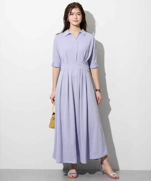 slattgir(スラットジール)の「高身長 ストライプジャガードスキッパーシャツワンピース(トールサイズ)(ワンピース・レディース・ブルー系/ネイビー系・TLL/TL/T5L/T4L/T3L/TM)」の22枚目の写真