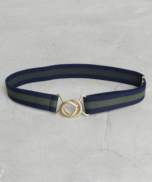 CHILD WOMAN（チャイルドウーマン）の「ゴールドバックル ラインゴムベルト（ベルト・レディース・グリーン/ブラウン・FREE）」の4枚目の写真