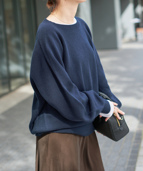 Spick & Span（スピックアンドスパン）の「《26SS 新作/追加 》 ニュアンスコクーンバルキーニット（ニット/セーター・レディース・ホワイト×ホワイト/サックスブルー/ネイビー/ベージュ・FREE）」の3枚目の写真