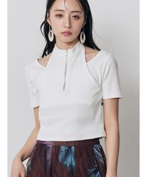 ホルターハーフジップテレコトップス 夏服