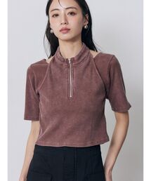 ホルターハーフジップテレコトップス　夏服