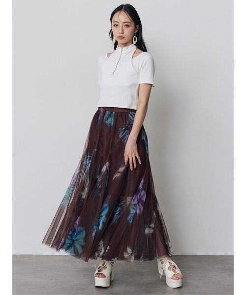 MURUA（ムルーア）の「ホルターハーフジップテレコトップス　夏服（Tシャツ/カットソー・レディース・カーキ/ブラック/ピンク/ホワイト・FREE）」の5枚目の写真