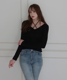 CeLess（セレス）の「Cross Neck Tops / クロスネックトップス（Tシャツ/カットソー）」
