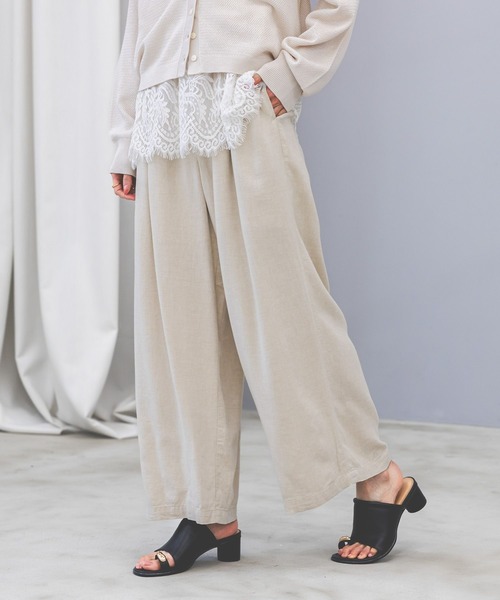 GLOBAL WORK（グローバルワーク）の「フレンチリネンワイドパンツ/600996（その他パンツ・レディース・ホワイト系その他/ブラウン/スミクロ/ベージュ系その他・MEDIUM/SMALL/LARGE）」の2枚目の写真