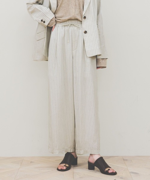 GLOBAL WORK（グローバルワーク）の「フレンチリネンワイドパンツ/600996（その他パンツ・レディース・ホワイト系その他/ブラウン/スミクロ/ベージュ系その他・MEDIUM/SMALL/LARGE）」の4枚目の写真