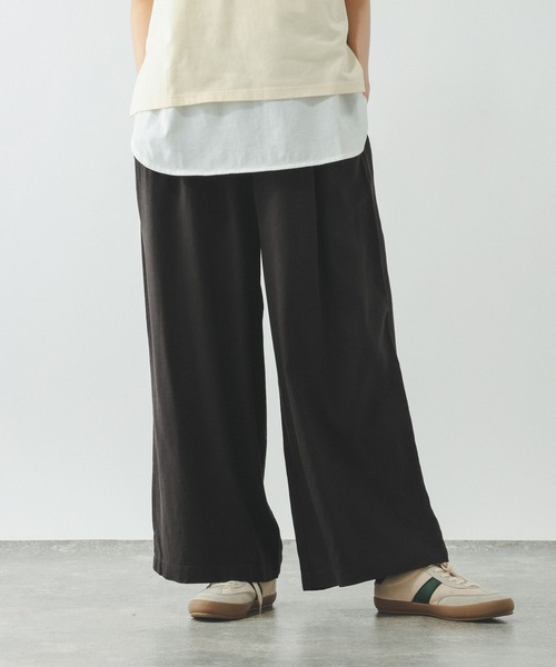 GLOBAL WORK（グローバルワーク）の「フレンチリネンワイドパンツ/600996（その他パンツ・レディース・ホワイト系その他/ブラウン/スミクロ/ベージュ系その他・MEDIUM/SMALL/LARGE）」の3枚目の写真