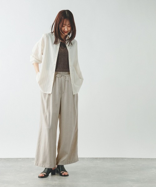 GLOBAL WORK（グローバルワーク）の「フレンチリネンワイドパンツ/600996（その他パンツ・レディース・ホワイト系その他/ブラウン/スミクロ/ベージュ系その他・MEDIUM/SMALL/LARGE）」の5枚目の写真
