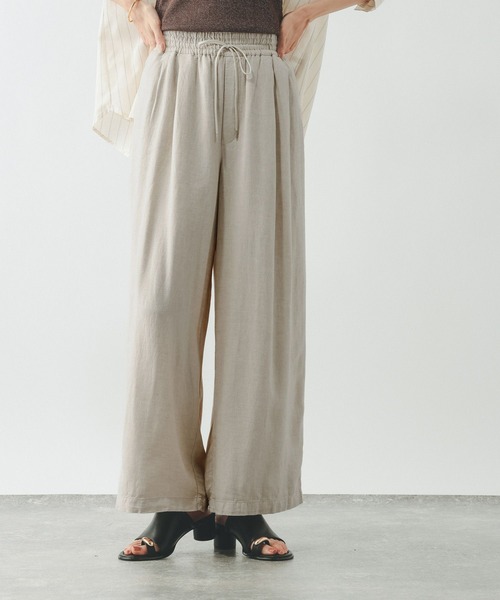 GLOBAL WORK（グローバルワーク）の「フレンチリネンワイドパンツ/600996（その他パンツ・レディース・ホワイト系その他/ブラウン/スミクロ/ベージュ系その他・MEDIUM/SMALL/LARGE）」の7枚目の写真
